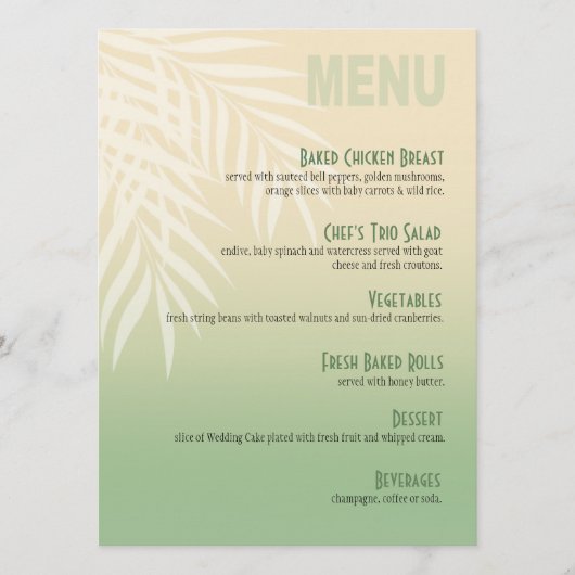 Summer Breeze Beach menu | jade (Voorkant)