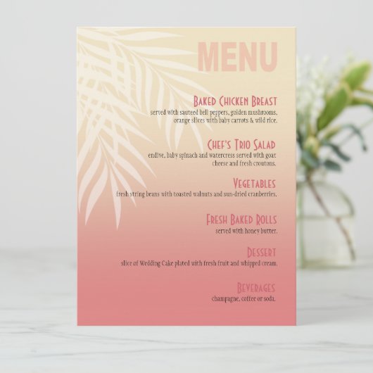 Summer Breeze Beach menu | Roze (Staand voorkant)