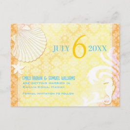 Summer Breeze Beach Weddenschap Save the Date Aankondigingskaart