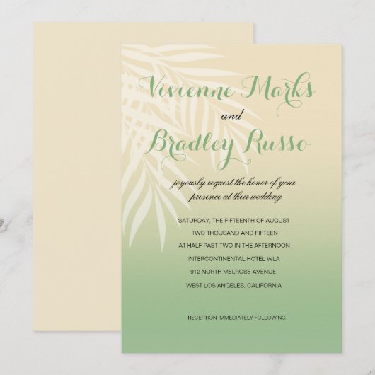 Summer Breeze Beach Wedding | jade Kaart (Voorkant / Achterkant)