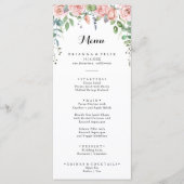 Summer Breeze Floral Calligraphy Dinner Menu (Voorkant)