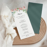 Summer Breeze Floral Calligraphy Dinner Menu<br><div class="desc">Deze zomer is een florale kalligrafietenmenukaart perfect voor een rustige bruiloft. Het ontwerp is voorzien van roze,  stompe,  paarse handbeschilderde rozen met waterverf en groene bladeren. Dit menu kan worden gebruikt voor een trouwreceptie,  een repetitief diner,  een vrijgezellenfeest of een evenement.</div>