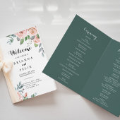 Summer Breeze Floral Calligraphy Folded Wedding Programma
