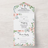 Summer Breeze Floral Calligraphy Wedding All In One Uitnodiging (Binnen)