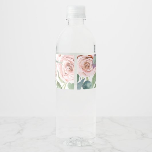 Summer Breeze Floral Calligraphy Wedding Waterfles Etiket (Achterkant)