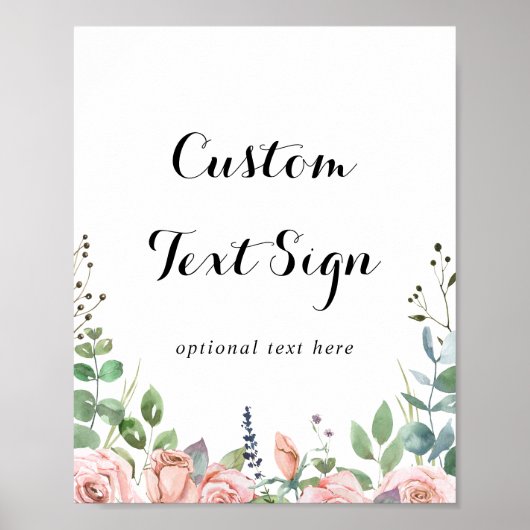 Summer Breeze Floral Custom Text Sign Poster (Voorkant)