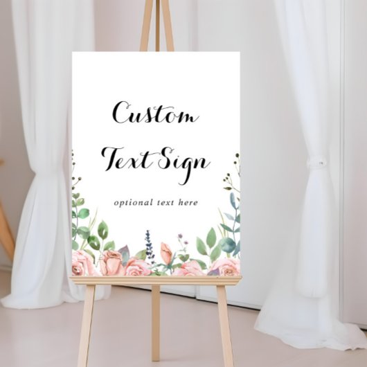 Summer Breeze Floral Custom Text Sign Poster
