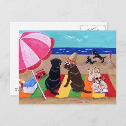 Summer Breeze Labradors schilderen Briefkaart (Voorkant / Achterkant)