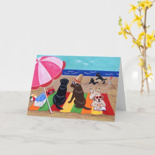 Summer Breeze Labradors schilderen Kaart (Gele Bloem)