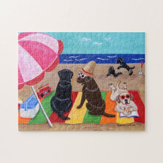 Summer Breeze Labradors schilderen Legpuzzel (Horizontaal)