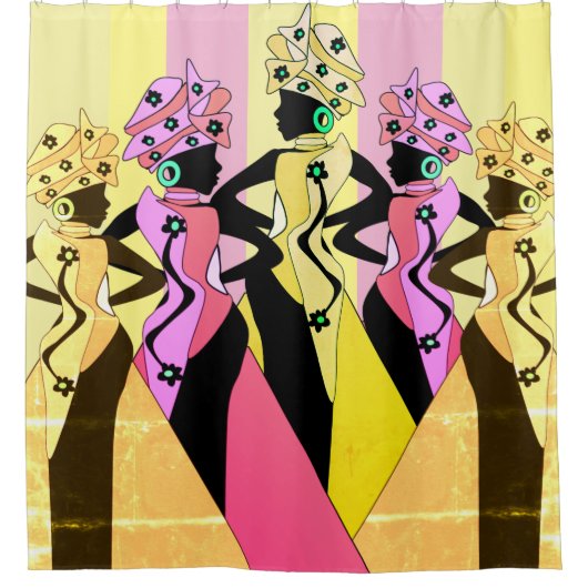 Summer Breeze Nubian African Queens Showgordijn Douchegordijn (Voorkant)