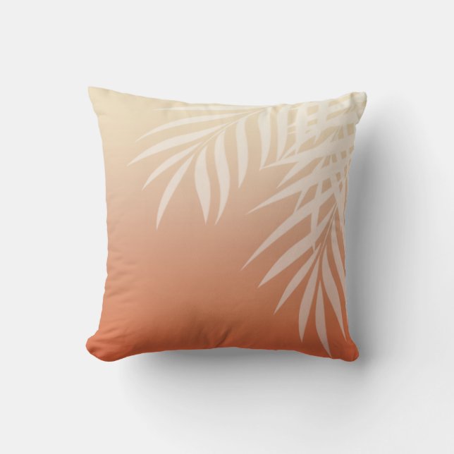 Summer Breeze Ombre Palm Fronds | perziken Kussen (Voorkant)