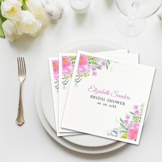 Summer Bridal shower with wildflowers Pink Color Servet