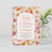 Summer bright floral baby shower Invitation Kaart (Staand voorkant)