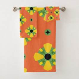 Summer Bright Oranje Yellow Green Diamond Pattern Bad Handdoek