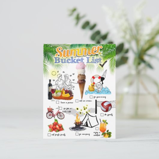 Summer Bucket List Briefkaart (Staand voorkant)