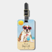 Summer Bulldog Bagagelabel (Voorkant verticaal)