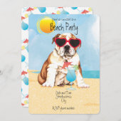 Summer Bulldog Beach Party Invitation Feestdagenkaart (Voorkant / Achterkant)