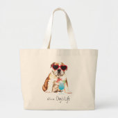 Summer Bulldog Grote Tote Bag (Voorkant)