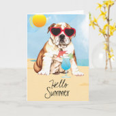 Summer Bulldog Kaart (Gele Bloem)