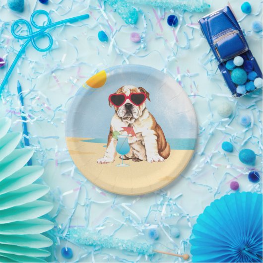 Summer Bulldog Papieren Bordje (Feest)