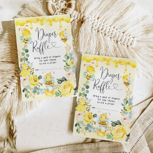 Summer Bumblebee Honeycomb Baby Diaper Raffle Informatiekaartje