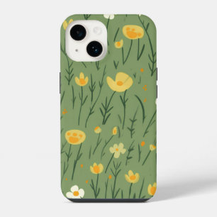 Summer Buttercups op groen iPhone 14 Hoesje