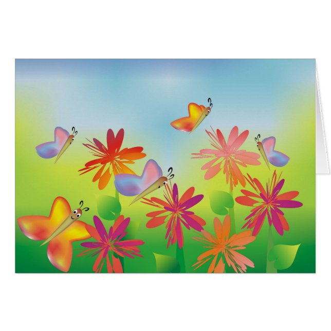 Summer Butterflies Card (Voorkant Horizontaal)