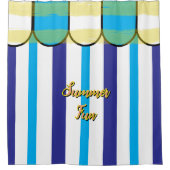 Summer Cabana Blue White Yellow Stripes Douchegordijn (Voorkant)