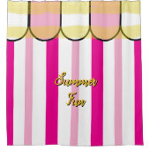 Summer Cabana Pink White Yellow Stripes Douchegordijn (Voorkant)