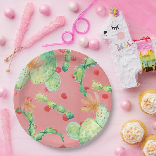 Summer Cactus Roze Papier Bord (Feest)
