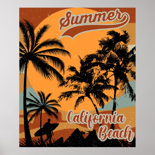 Summer California Beach Vintage Poster (Voorkant)