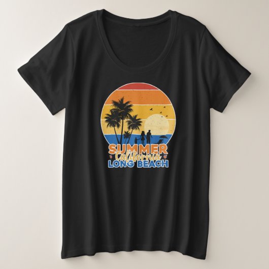 Summer California Long Beach-66594 Grote Maat T-shirt (Design voorkant)