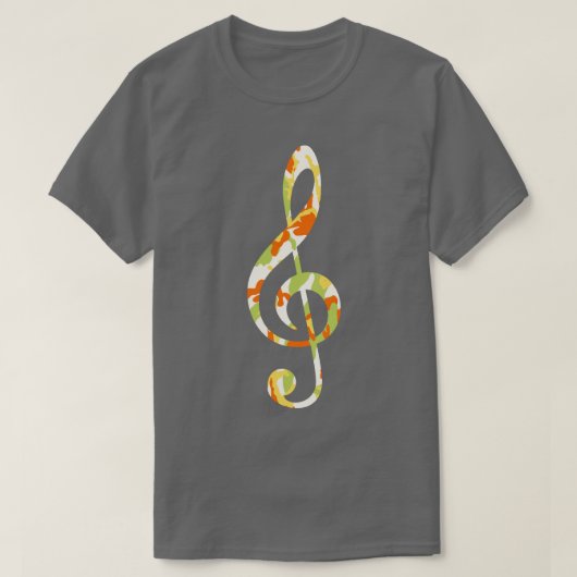 Summer Camo Pattern Treble Clef T-shirt (Design voorkant)