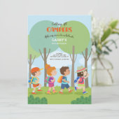 Summer Camp Buddies Verjaardagsuitnodiging Kaart (Staand voorkant)