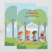 Summer Camp Buddies Verjaardagsuitnodiging Kaart (Voorkant / Achterkant)