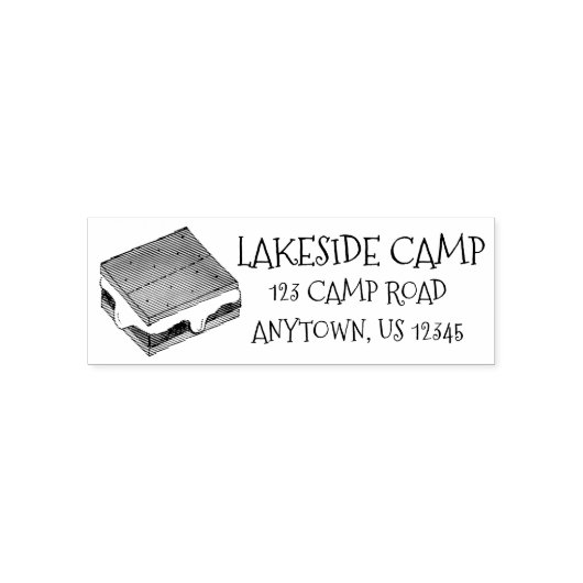 Summer Camp Campfire Marshmallow S'mores Foodie Zelfinktende Stempel (Design)
