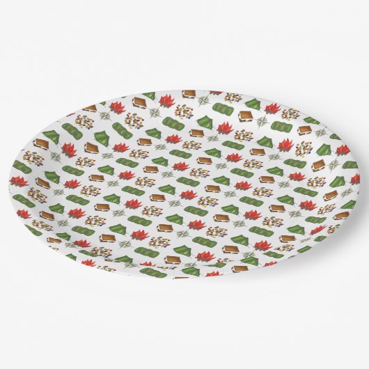 Summer Camp Compass Campfire S'mores Tent Trailmix Papieren Bordje (Gekanteld)