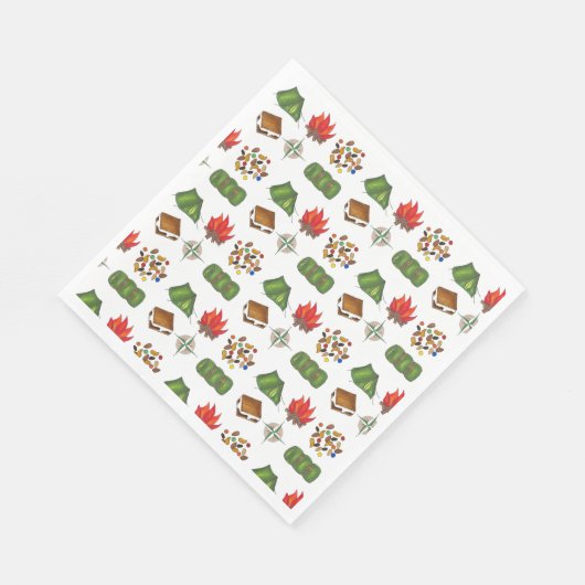 Summer Camp Compass Campfire S'mores Tent Trailmix Servet (Hoek)