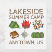 Summer Camp Compass Campfire S'mores Tent Trailmix Wijn Etiket (Enkel label)