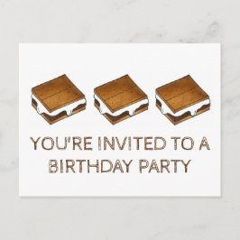 Summer Camp Fire S'mores Birthday Party Invitation Uitnodiging Briefkaart