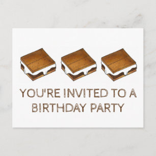 Summer Camp Fire S'mores Birthday Party Invitation Uitnodiging Briefkaart