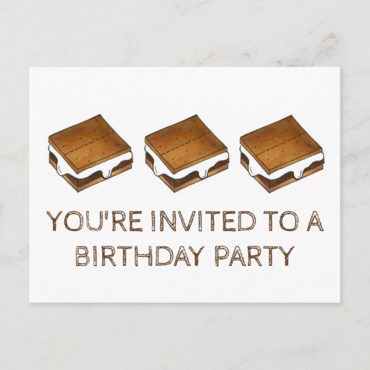 Summer Camp Fire S'mores Birthday Party Invitation Uitnodiging Briefkaart (Voorkant)