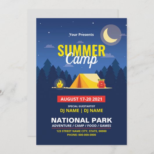 Summer Camp Flyer Kaart (Voorkant / Achterkant)