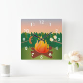 Summer Camp Marshmallow Smores Vierkante Klok (Huis)