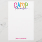 Summer Camp Personalized Stationery Briefpapier (Voorkant)