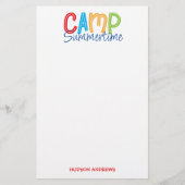 Summer Camp Personalized Stationery Briefpapier (Voorkant)