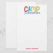 Summer Camp Personalized Stationery Briefpapier (Voorkant / Achterkant)