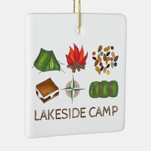 Summer Camp Tent Campfire S'mores Compass Keramisch Ornament (Rechts)