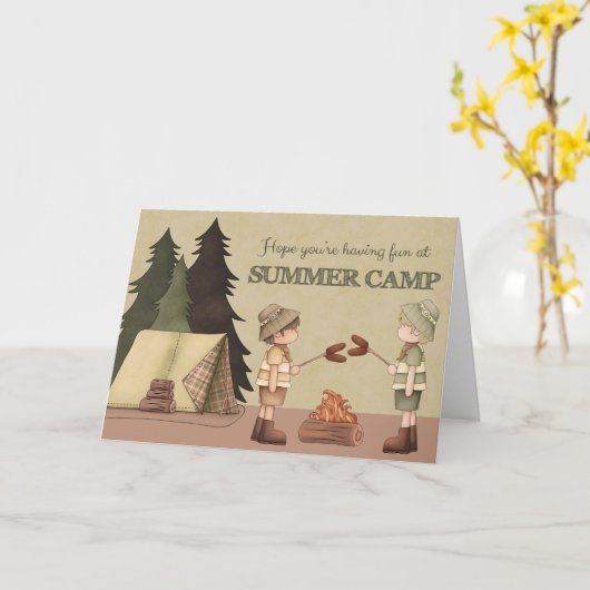 Summer Camp Thinking of You, boy campers Kaart (Gele Bloem)